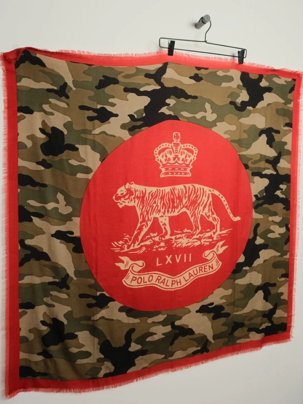 Polo Ralph Lauren Tiger Crest Camo Cashmere Blend Scarf 45 x 45 Rare